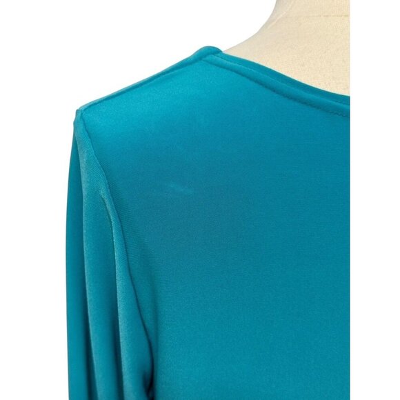 Sympli Turquoise Blue Slinky Knit Tunic Top Jersey Stretch 3/4 Sleeve Size 10 - Picture 6 of 10